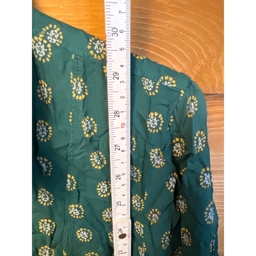 Maeve Teal Button-Front Tunic with Cream Paisley Print - Picture 3 of 9